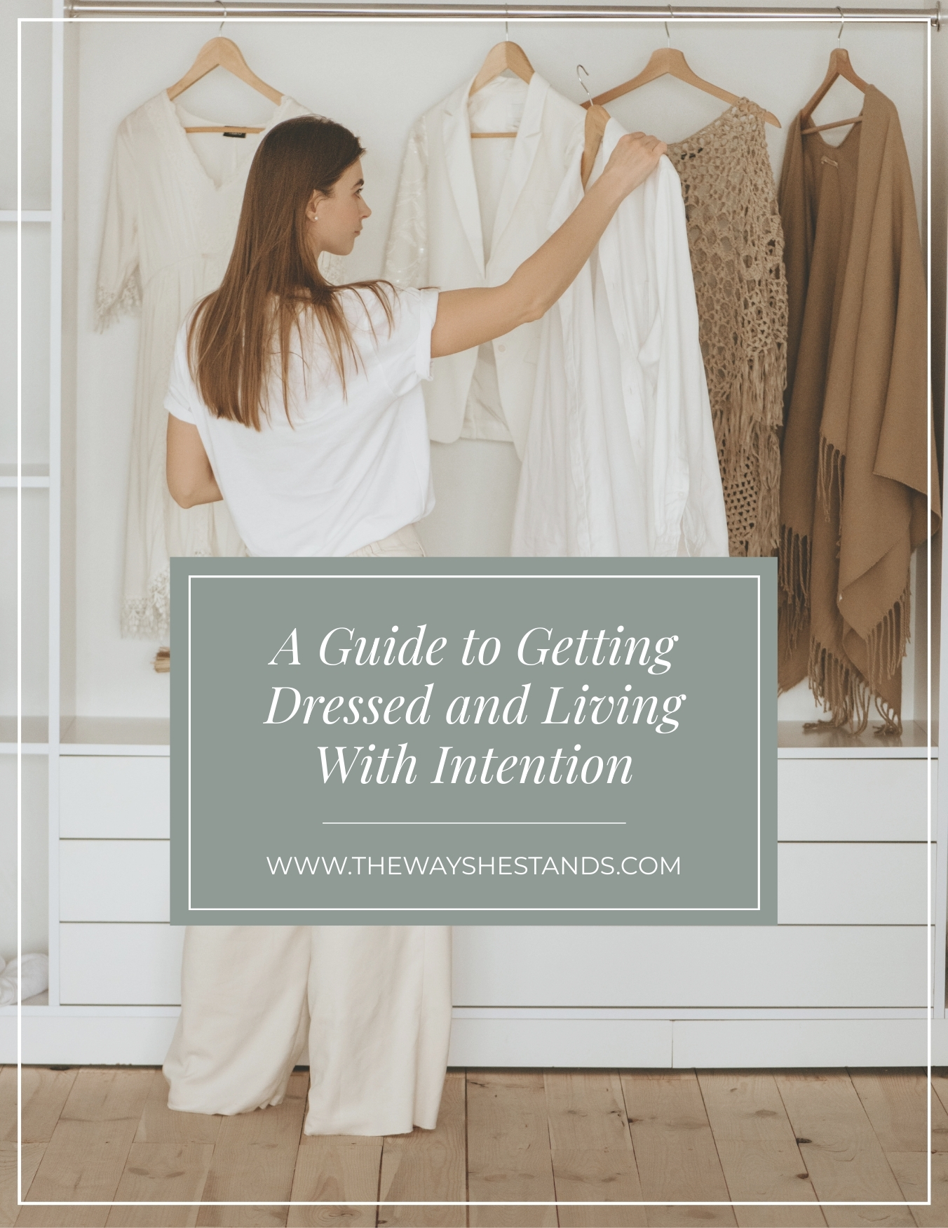 photo showing a woman choosing outfit ideas in her closet